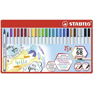 STABILO Pen 68 brush kovové pouzdro 25 barev (4006381561099)
