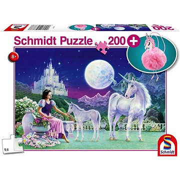 Puzzle Jednorožci 200 dílků + dárek (plyšový přívěsek) (4001504563738)