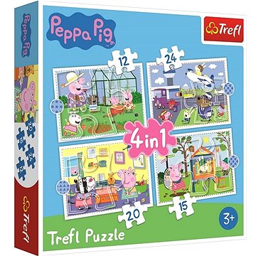 Puzzle Prasátko Peppa: Vzpomínky na prázdniny 4v1 (12,15,20,24 dílků) (5900511343595)