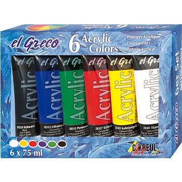 Kreul "El Greco" Sada akrylových barev, 6 barev, 75 ml v tubě (4000798282608)
