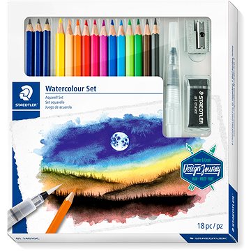 STAEDTLER Design Journey akvarelové se štětcem, pryží a ořezávátkem - sada 12 ks (4007817066843)