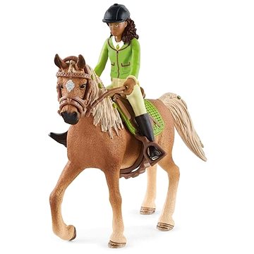 Schleich Černovláska Sarah s pohyblivými klouby na koni 42542 (4059433574332)