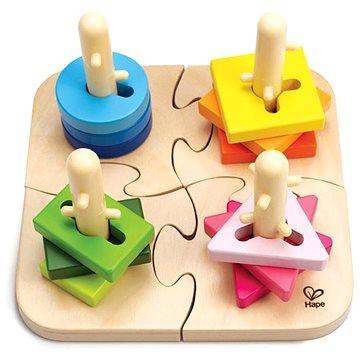 Hape  - Hape Kreatívne drevené puzzle, 19,7 x 11,6 x 19,7 cm