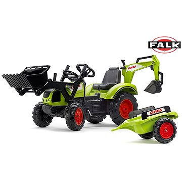 Falk Traktor šlapací Claas Arion 430 s nakladačem, rypadlem a vlečkou (3016202070250)