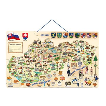 Woody Magnetická mapa Slovenska s obrázky a společenská hra 3v1 (8591864912339)