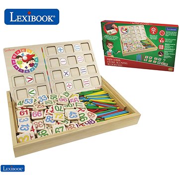 Lexibook Bio Toys® Matematická škola - Dřevěná krabička s kreslicí tabulí pro výuku matematiky (3380743091938)
