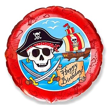 Balón foliový pirát -happy birthday - narozeniny - 45 cm (8435102308495)