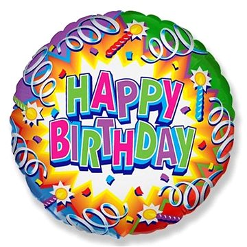 Balón foliový happy birthday - narozeniny - 45 cm (8435102302240)