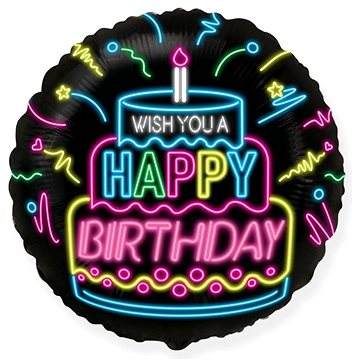 Balón foliový happy birthday - narozeniny - dort - 45 cm (8435102302899)