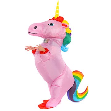 Nafukovací kostým pro dospělé Pink Unicorn with rainbow tail (HRAbz25272)