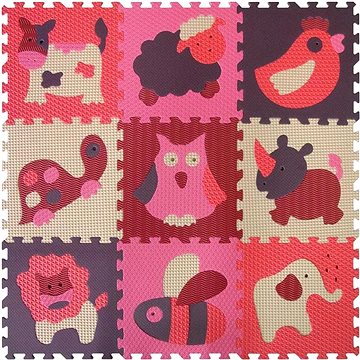 Baby great Pěnové puzzle Zvířata červená-růžová SX (30x30) (8595146111113)