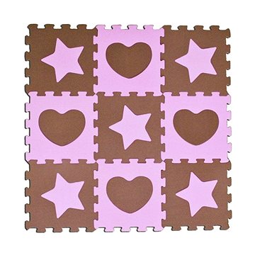 Sun Ta Toys Pěnové puzzle Hvězdy a srdce růžové S4 (30x30) (8590756748827)