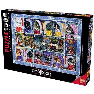 Anatolian Puzzle Kočičí vánoční známky 1000 dílků (8698543111035)