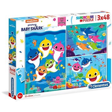 Clementoni Puzzle Baby Shark 3x48 dílků (8005125252619)