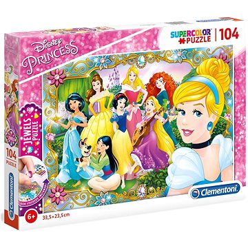 Clementoni Puzzle s drahokamy Zábava s Disney princeznami 104 dílků (8005125201471)