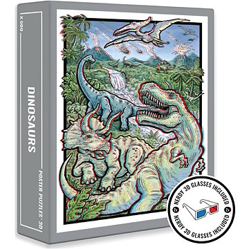 Cloudberries Puzzle Dinosaurs 3D s brýlemi 500 dílků (5060602330412)