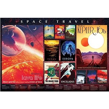 Cobble Hill Puzzle Plakáty vesmírného cestování 2000 dílků (625012890137)