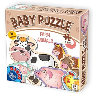 D-Toys Baby puzzle Zvířátka z farmy 6v1 (2-4 dílky) (5947502871262)