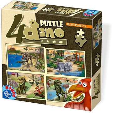 D-Toys Puzzle Dinosauři 4v1 (12,24,35,48 dílků) (5947502873051)