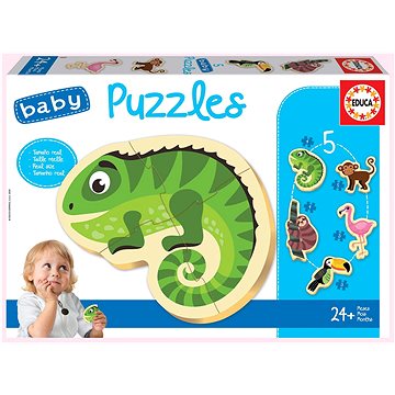 Educa Baby puzzle Tropická zvířata 5v1 (3-5 dílků) (8412668185876)