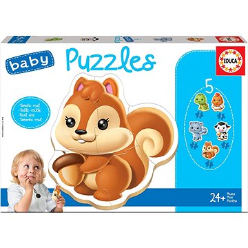 Educa Baby puzzle Zvířátka 5v1 (3-5 dílků) (8412668134737)