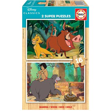 Educa Dřevěné puzzle Disney klasika 2x16 dílků (8412668188747)