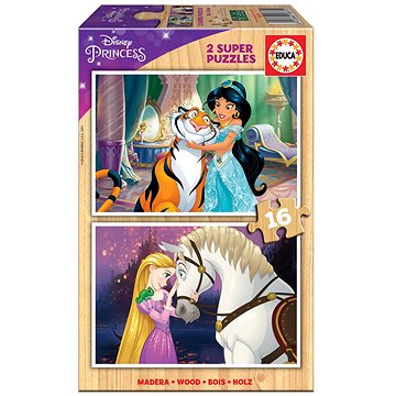 Educa Dřevěné puzzle Disney princezny 2x16 dílků (8412668188754)