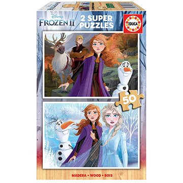 Educa Dřevěné puzzle Ledové království 2, 2x50 dílků (8412668180864)