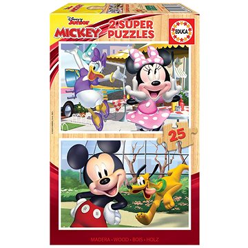 Educa Dřevěné puzzle Mickey a přátelé 2x25 dílků (8412668188761)