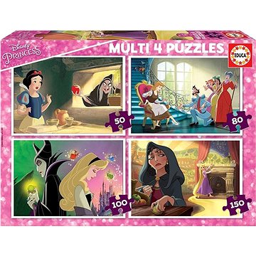 Educa Puzzle Disney Princezny a padouši 4v1 (50,80,100,150 dílků) (8412668186262)