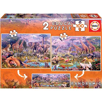 Educa Puzzle Divoká zvířata 2x100 dílků (8412668186064)