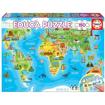 Educa Puzzle Mapa se světovými památkami 150 dílků (8412668181168)
