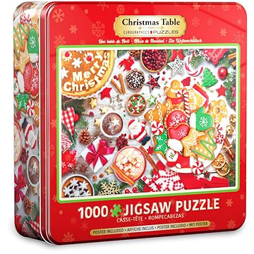 Eurographics Puzzle v plechové krabičce Vánoční stůl 1000 dílků (628136556231)