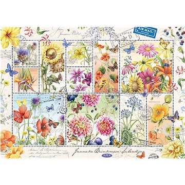 Jumbo Puzzle Letní květinové známky 1000 dílků (8710126188125)