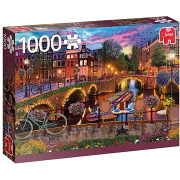 Jumbo Puzzle Vodní kanály v Amsterdamu 1000 dílků (8710126188606)