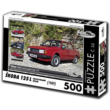 Retro-auta Puzzle č. 32 Škoda 125 L (1989) - pravostranné řízení 500 dílků (8594047726327)