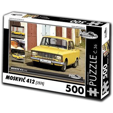 Retro-auta Puzzle č. 36 Moskvič 412 (1974) 500 dílků (8594047726365)