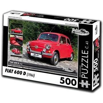 Retro-auta Puzzle č. 41 Fiat 600 D (1966) 500 dílků (8594047726419)