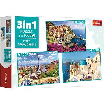 Trefl Puzzle Itálie, Španělsko, Řecko 3x1000 dílků (5900511930474)