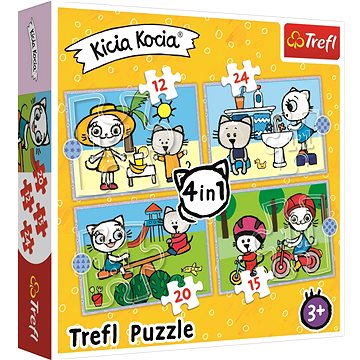 Trefl Puzzle Kicia Kocia: Den kočičky 4v1 (12,15,20,24 dílků) (5900511343724)