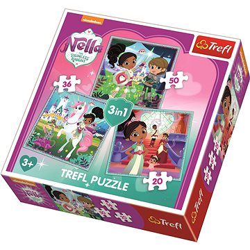 Trefl Puzzle Nella, princezna rytířů a její svět 3v1 (20,36,50 dílků) (5900511348354)