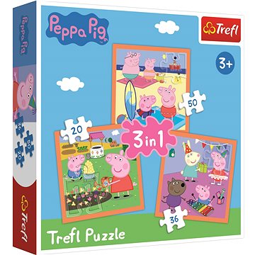 Trefl Puzzle Prasátko Peppa: Úžasné nápady 3v1 (20,36,50 dílků) (5900511348521)