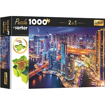 Trefl Puzzle s třídičem 2v1 Noční Dubaj 1000 dílků (5900511106602)