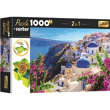 Trefl Puzzle s třídičem 2v1 Santorini, Řecko 1000 dílků (5900511106572)