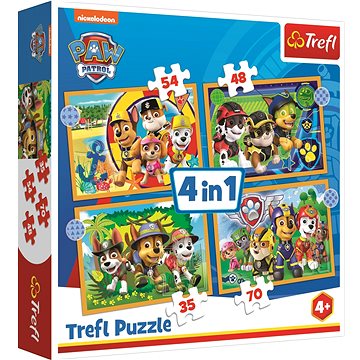 Trefl Puzzle Tlapková patrola: Prázdniny 4v1 (35,48,54,70 dílků) (5900511343953)
