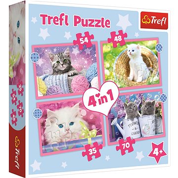 Trefl Puzzle Veselé kočičky 4v1 (35,48,54,70 dílků) (5900511343960)