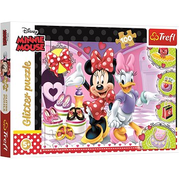 Trefl Třpytivé puzzle Minnie a Daisy 100 dílků (5900511148206)