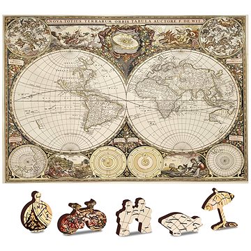 Wooden city Dřevěné puzzle Antická mapa světa 2v1, 75 dílků eko (5904151820751)