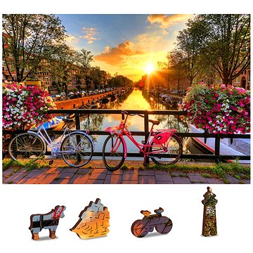 Wooden city Dřevěné puzzle Kola v Amsterdamu 2v1, 150 dílků eko (5904151820041)