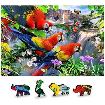 Wooden city Dřevěné puzzle Ostrov papoušků 2v1, 75 dílků eko (5904151820621)